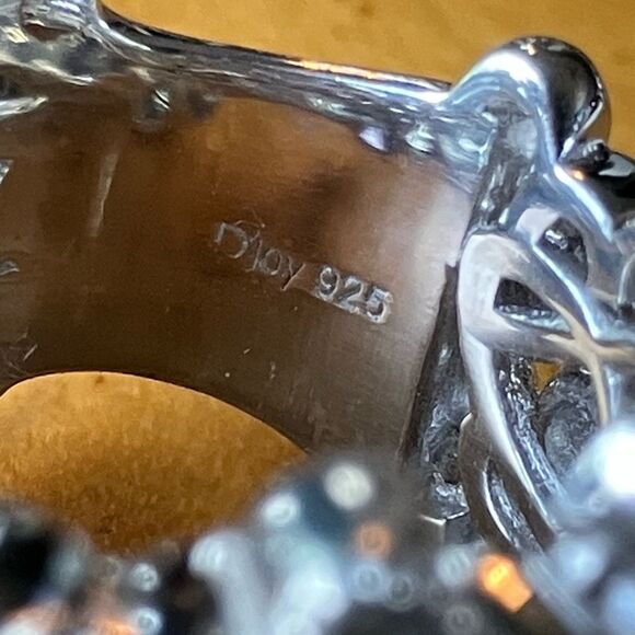 Natural Blue Apatite Iolite Sterling Silver Bubble Ring Size 6 - Picture 6 of 9